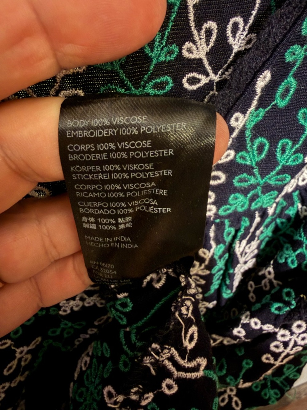 Anthropologie Maeve Cammie Embroidered Peplum Top Navy Green Floral M - Picture 7 of 7